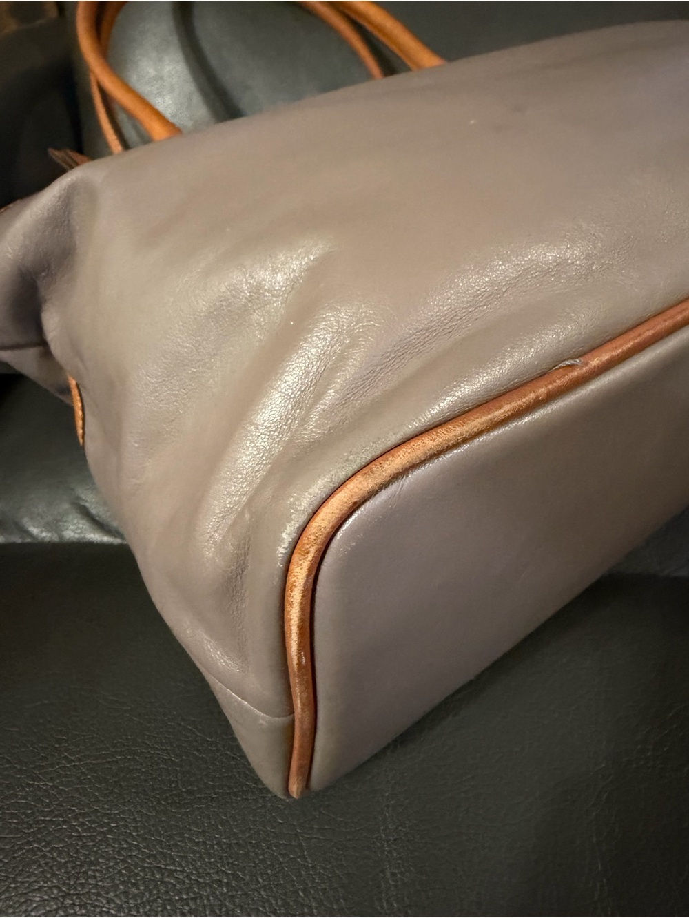 Dooney & Bourke Taupe Leather Tote with Tan Leather Trim DO NOT BUY ON HOLD - Picture 5 of 13